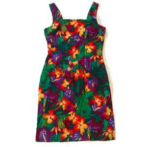 Vintage Rayon Tropical Print Mini Dress